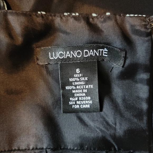 Luciano Dante 100% Silk Halter Keyhole Dress Black Aqua Floral Lined Dress 6 - Picture 3 of 8